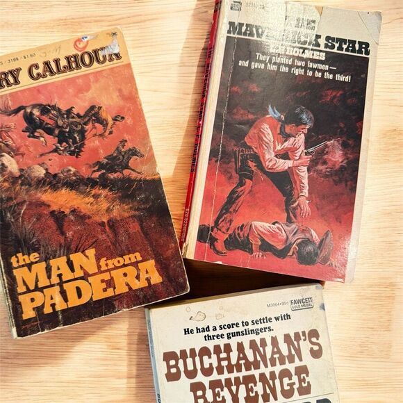 Vintage Western Pulp Book Lot 3 1960s 1970s 1950s Paperback TPB - Picture 3 of 4